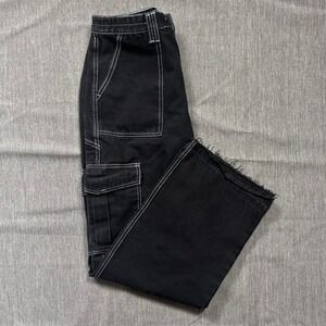 Ardene baggy black cargo pants with white stitching - 7